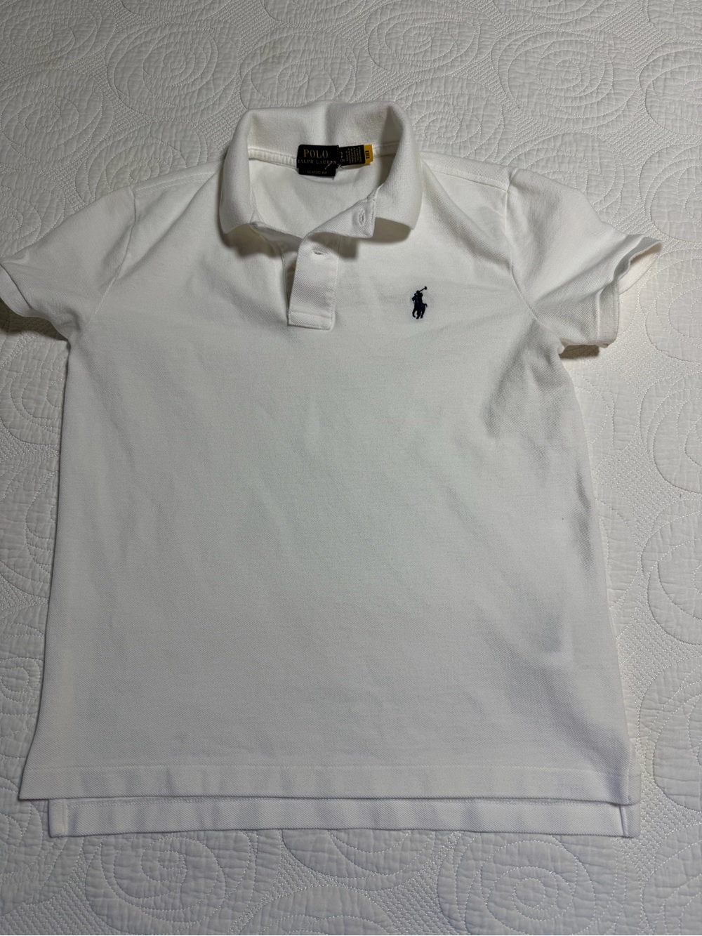 Polo by Ralph Lauren White Polo Shirt with Navy Logo